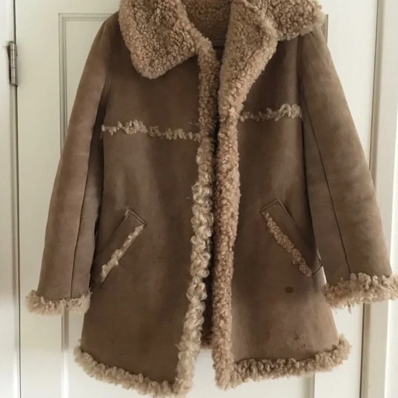 Women's Tan Shearling Coat - Picture 3 of 4